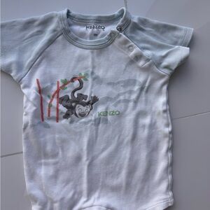 Kenzo Kids White and Gray Monkey Tee